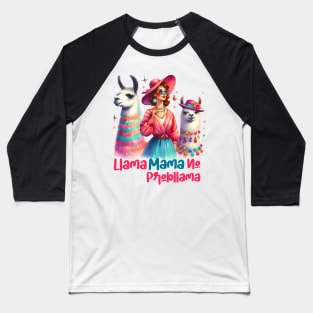 NO PROB-LLAMA! Retro Funny Llama Alpaca Graphic Baseball T-Shirt